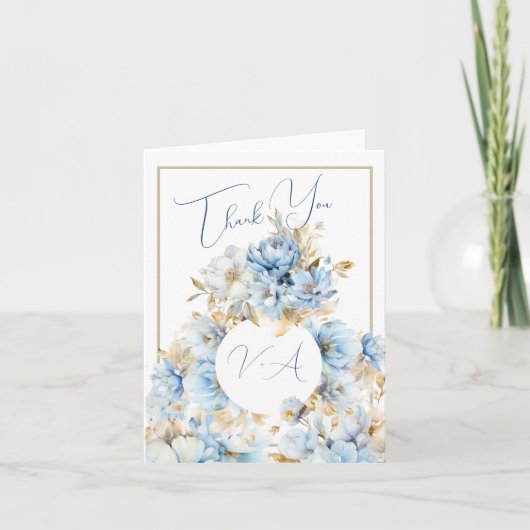 Dusty Blue Floral Mariage Monogramme 2 (Devant)