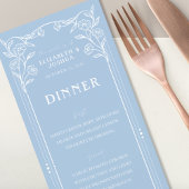 Dusty Blue Floral Mariage plat menu