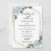 Dusty Blue Floral Mariage Réception Invitation (Devant)