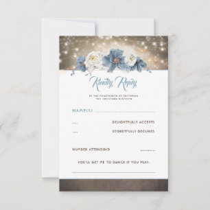 Dusty Blue Floral Mariage rustique RSVP