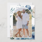 Dusty Blue Floral Mason Jar foto bruiloft Save The Date (Achterkant)