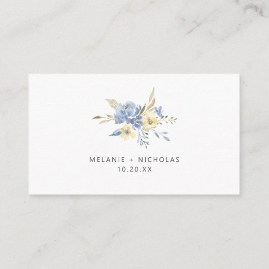 Dusty Blue Floral Mason Jar rsvp Informatiekaartje (Achterkant)