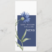 Dusty Blue Floral menu mariage élégant (Dos)