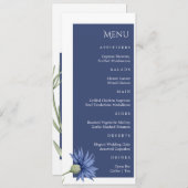 Dusty Blue Floral menu mariage élégant (Devant / Derrière)