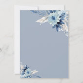 Dusty blue floral modern communiqué kaart (Achterkant)