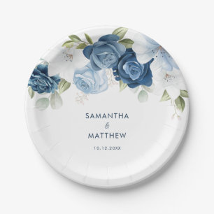 Dusty Blue Floral Modern Custom Wedding Papieren Bordje