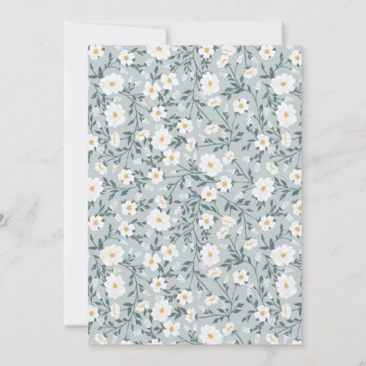 Dusty Blue Floral Modern Spring Bridal Shower Kaart (Achterkant)