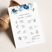 Dusty Blue Floral Modern Wedding Itinerary Program Briefpapier