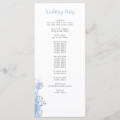 Dusty Blue Floral Moderne Mariage Carte programme (Dos)
