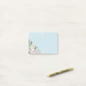 Dusty Blue Floral Monogram Greenery Post-it Notes (Op bureau)