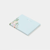 Dusty Blue Floral Monogram Greenery Post-it Notes (Schuin)