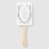  Dusty Blue Floral Monogram Trouwprogramma Handwaaier (Voorkant)
