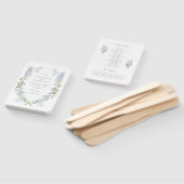  Dusty Blue Floral Monogram Trouwprogramma Handwaaier (Niet-gemonteerd)