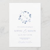 Dusty Blue Floral Monogram Wedding Invitation (Devant)