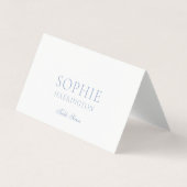 Dusty Blue Floral Monogram Wedding Place Card (Front)