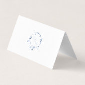 Dusty Blue Floral Monogram Wedding Place Card (Back)