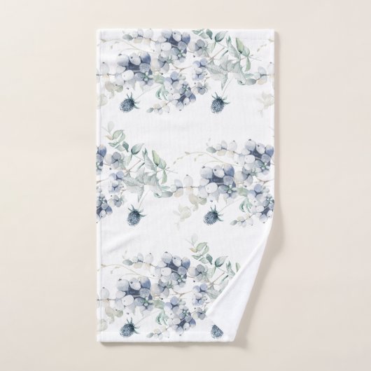 Dusty Blue Floral Monogramed Towel Set Bad Handdoek (Handdoek)