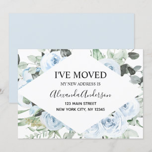 Dusty Blue Floral Moving Faire-part