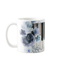 dusty blue floral music mok koffie