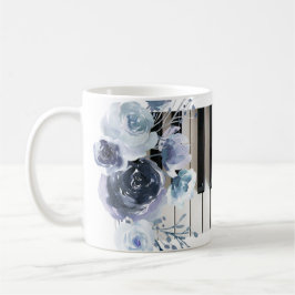dusty blue floral music mok koffie
