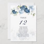 Dusty Blue Floral Number 12 Wedding Seating Chart Kaart (Voorkant)