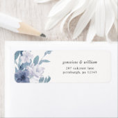 Dusty Blue Floral op Cream trouwadreslabel Etiket (Insitu)