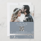 Dusty Blue Floral QR All-in-One Wedding Invitation (Dos)