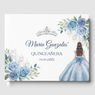 Dusty Blue Floral Quinceañera Livre d'or