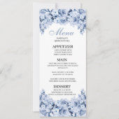 Dusty Blue Floral Quinceanera Menu Invitation (Devant)