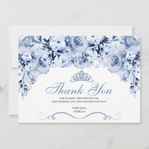 Dusty Blue Floral Quinceanera Merci