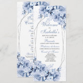 Dusty Blue Floral Quinceanera Programme (Devant / Derrière)