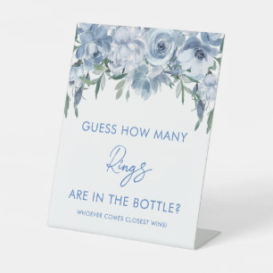 Dusty Blue Floral raden hoeveel ringen spel teken Reclamebord Met Voetstuk