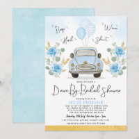 Dusty Blue Floral Retro auto rijden met het Vrijge