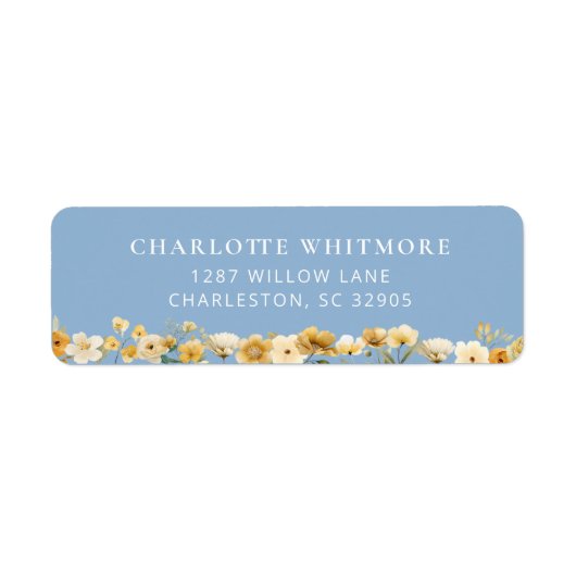 Dusty Blue Floral Return Address Label (Voorkant)