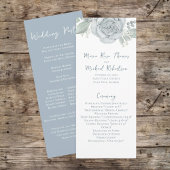 Dusty Blue Floral Roos Elegant Ceremony Programme Programma