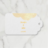 Dusty Blue Floral Roos Elegant  Cool Wedding Cadeaulabels (Voorkant (horizontaal))