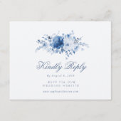 Dusty Blue Floral RSVP Card (Devant)
