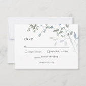 Dusty Blue Floral RSVP carte de réception de maria (Devant)