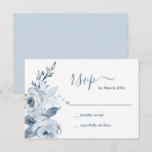 Dusty Blue Floral RSVP-kaart RSVP Kaartje