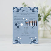 Dusty Blue Floral RSVP with Menu and Dress Code (Debout devant)