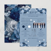 Dusty Blue Floral RSVP with Menu and Dress Code (Devant / Derrière)