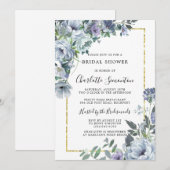 Dusty Blue Floral Rustic Vrijgezellenfeest Kaart (Voorkant / Achterkant)