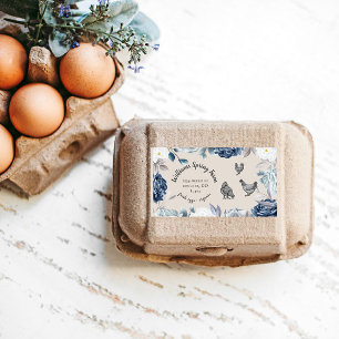 Dusty Blue Floral Rustiek Script Eend Ei Karton Etiket