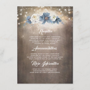 Dusty Blue Floral Rustieke Bruiloft Informatie Gas Informatiekaartje