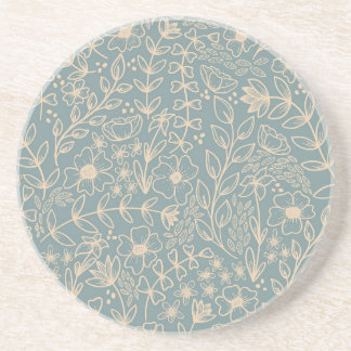 Dusty Blue Floral Sandstone Onderzetter