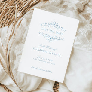Dusty Blue  Floral Save The Date