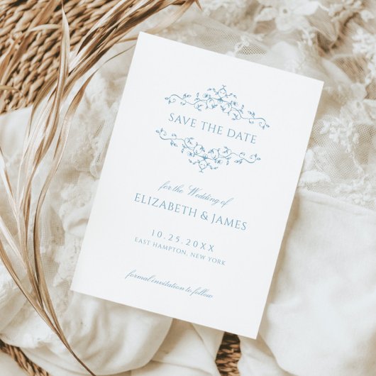 Dusty Blue  Floral Save The Date