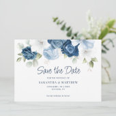 Dusty Blue Floral Save the Date Notice Kaart (Staand voorkant)