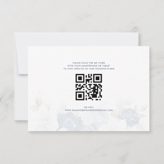 Dusty Blue Floral Save the Date QR Code (Achterkant)