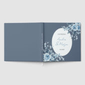 Dusty Blue Floral Script Elegant Wedding Gastenboek (Volledig)